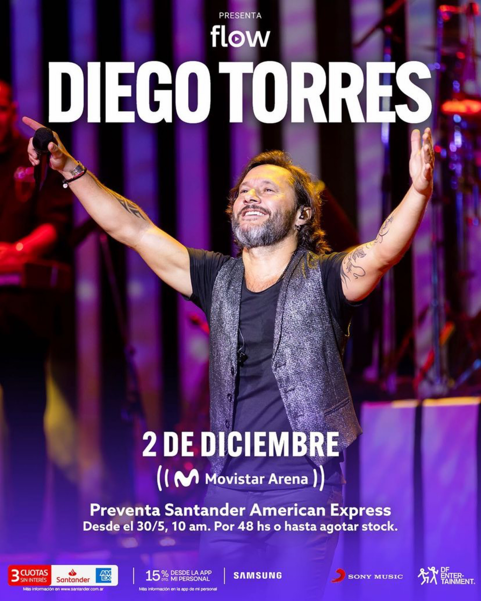 Diego Torres cerrará el año con un show el 2 de diciembre en el Movistar Arena