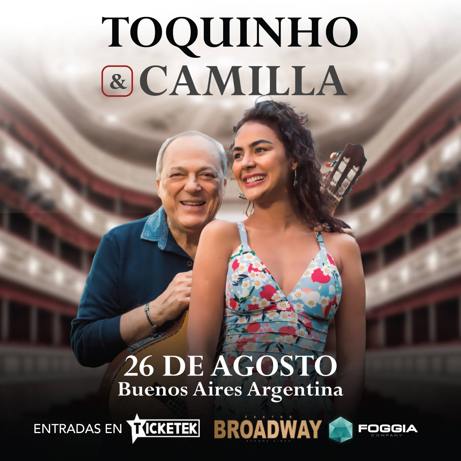 Toquinho y Camilla Faustino presentan “El Arte De Vivir”en el teatro Broadway