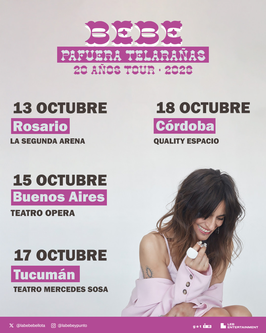 BEBE celebra los 20 años de Pafuera Telarañas con una gira por Argentina