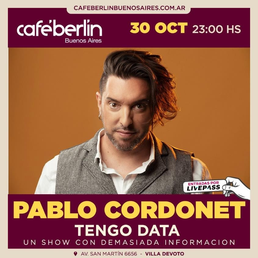 Pablo Cordonet presenta “Tengo Data”, un show de humor sobre la información que nos atraviesa